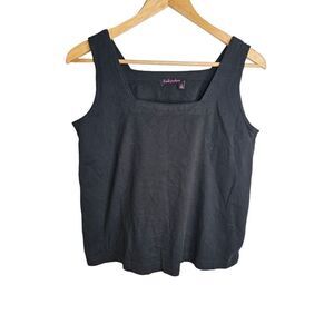 Fresh Produce Black Square Neck Sleeveless Cotton Tank Top Womens Size Small